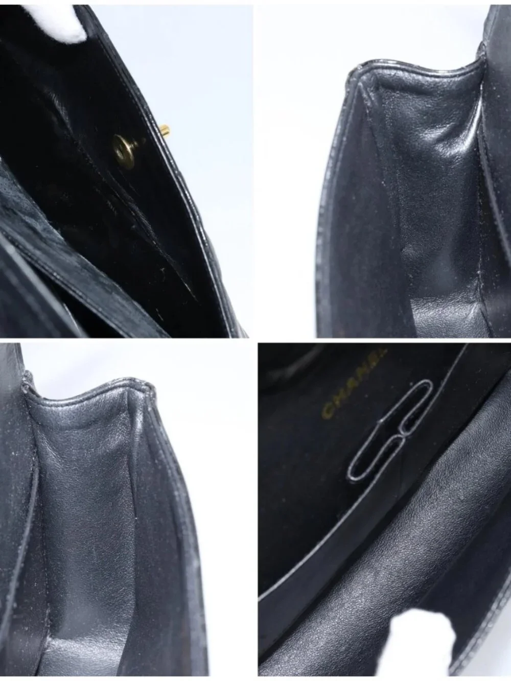 CHANEL Matelasse Chain Shoulder Bag Leather Black Gold CC Auth 88183